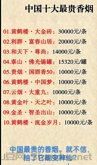 中国最醇香的香烟排名，中国最醇香的香烟